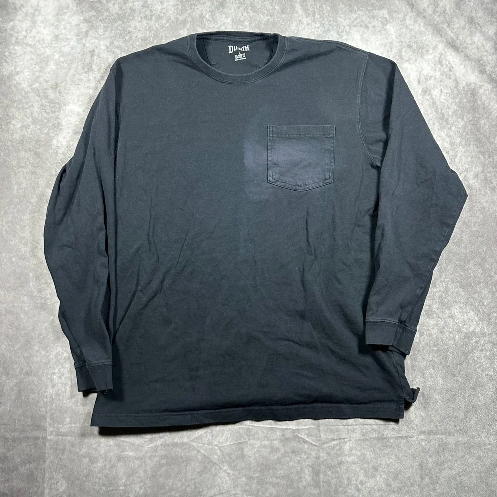 Duluth Trading Co Mens Large Black Longtail T Relaxed Fit Long Sleeve Shirt L